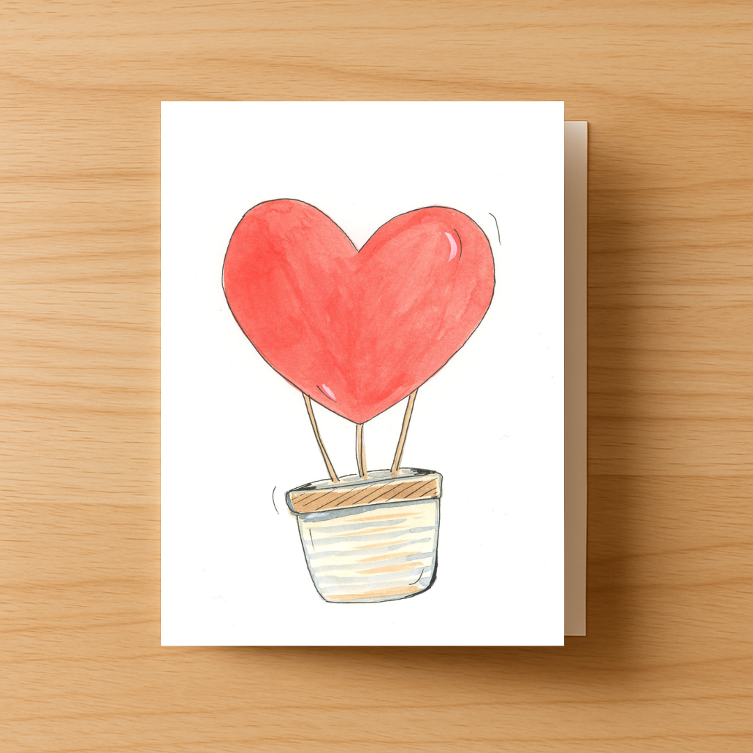 Heart Hot Air Balloon Greeting Card