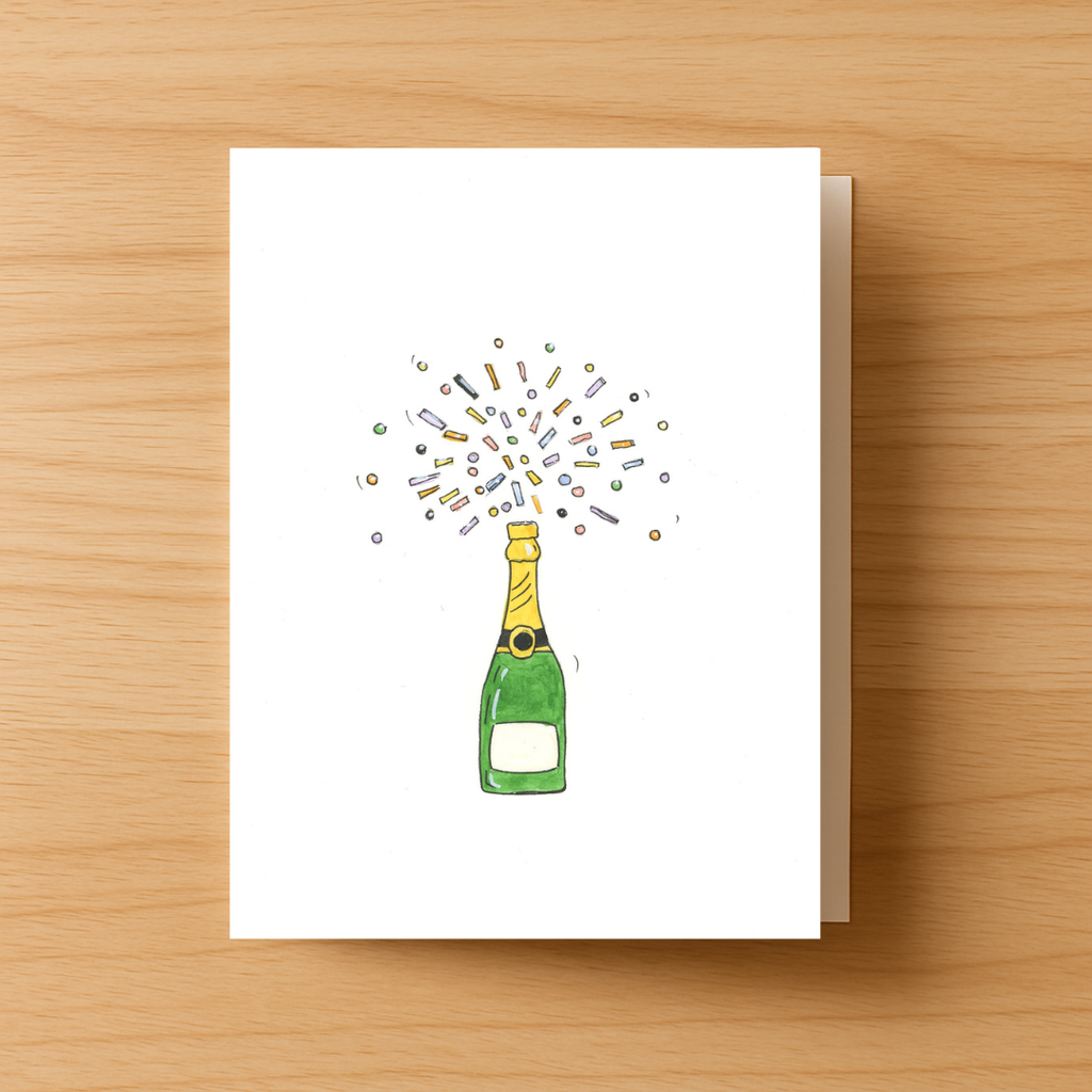 Champagne and Confetti Greeting Card