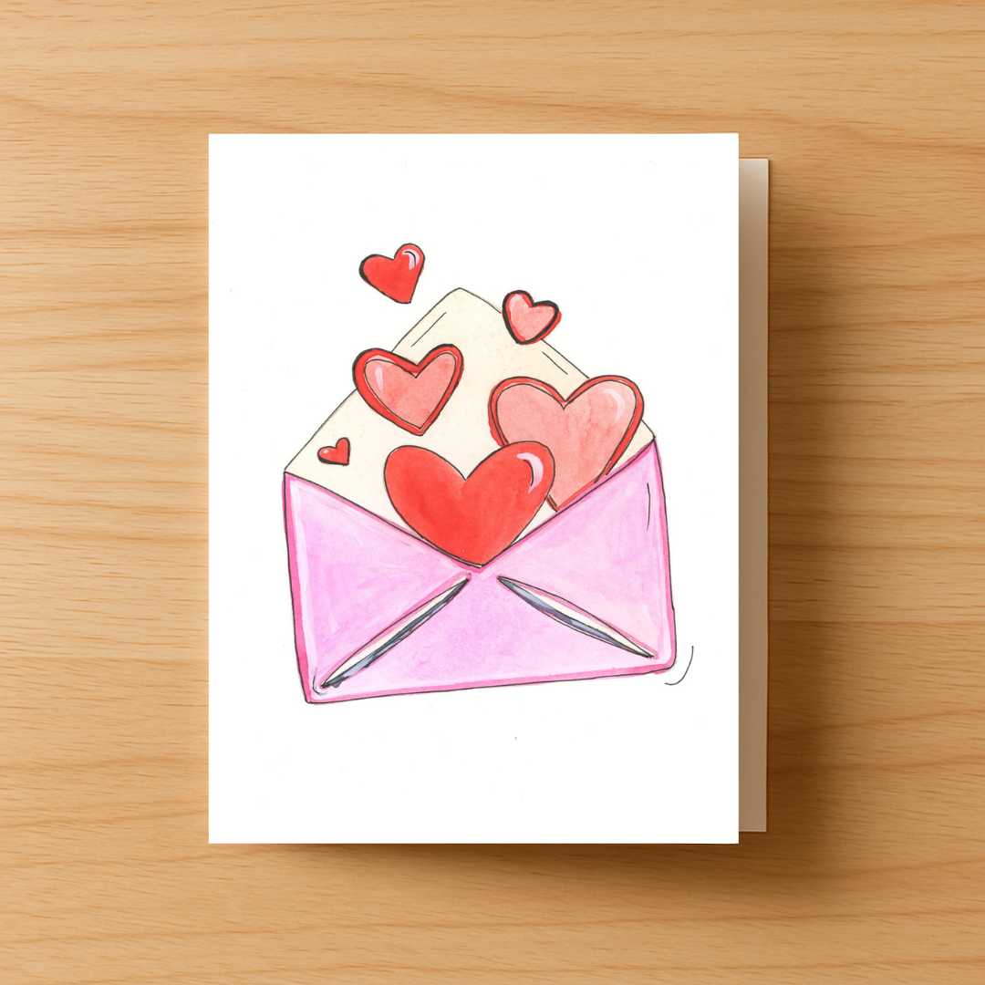 Hearts Envelope Greeting Card