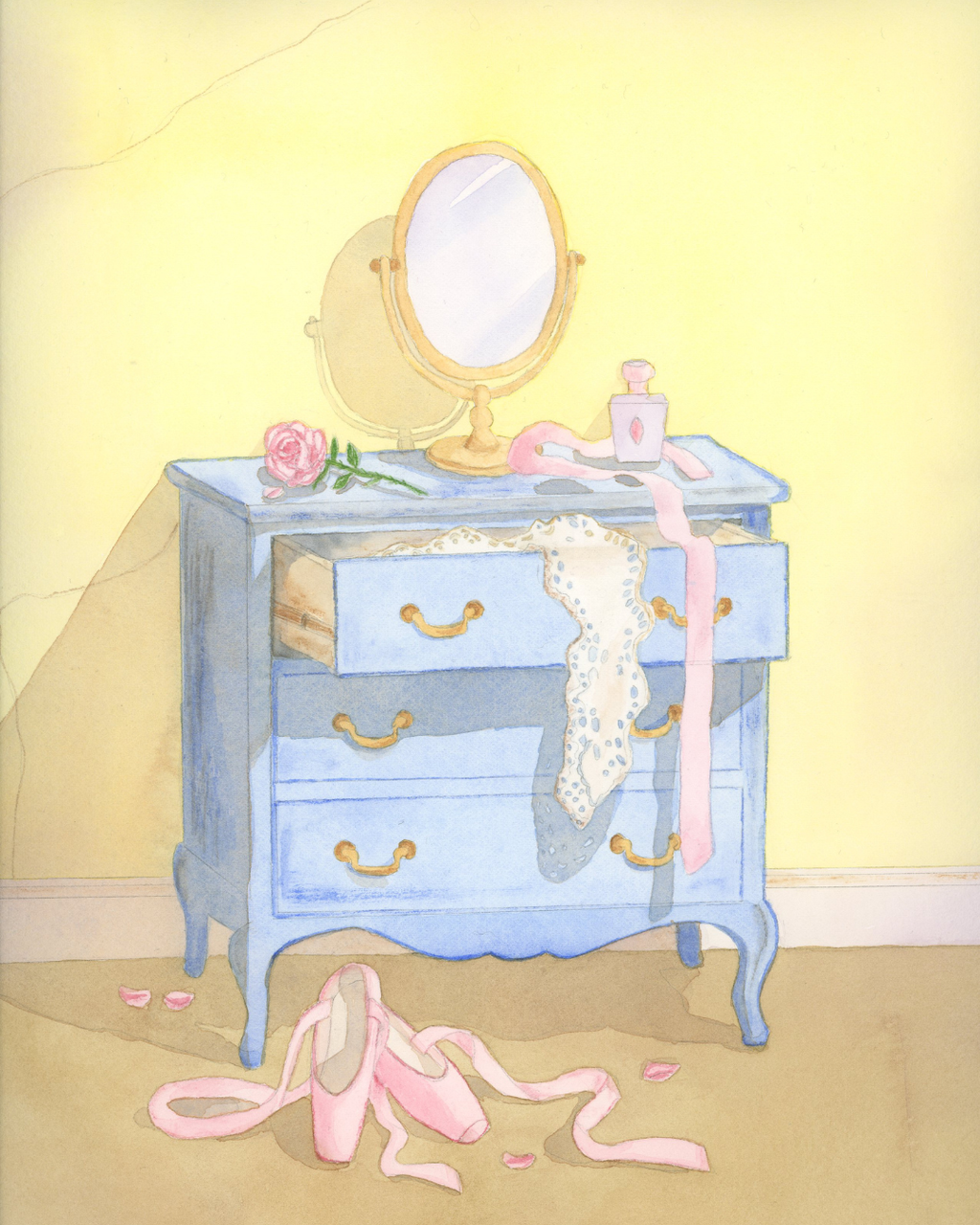 Original Watercolor Art "Before the Barre" 12x16