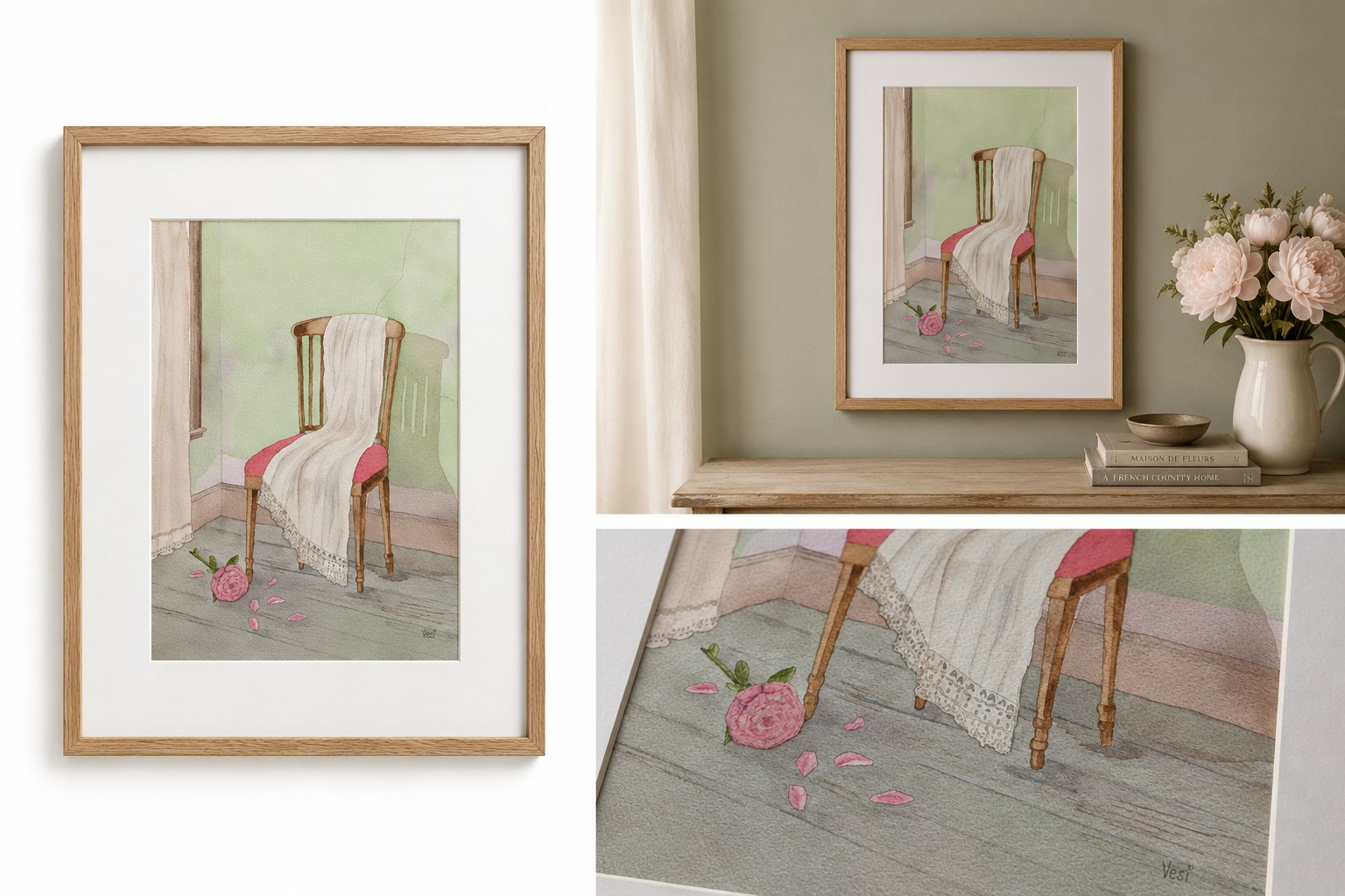 Original Watercolor Art "Le Fauteuil Français" (The French Chair) 12x16
