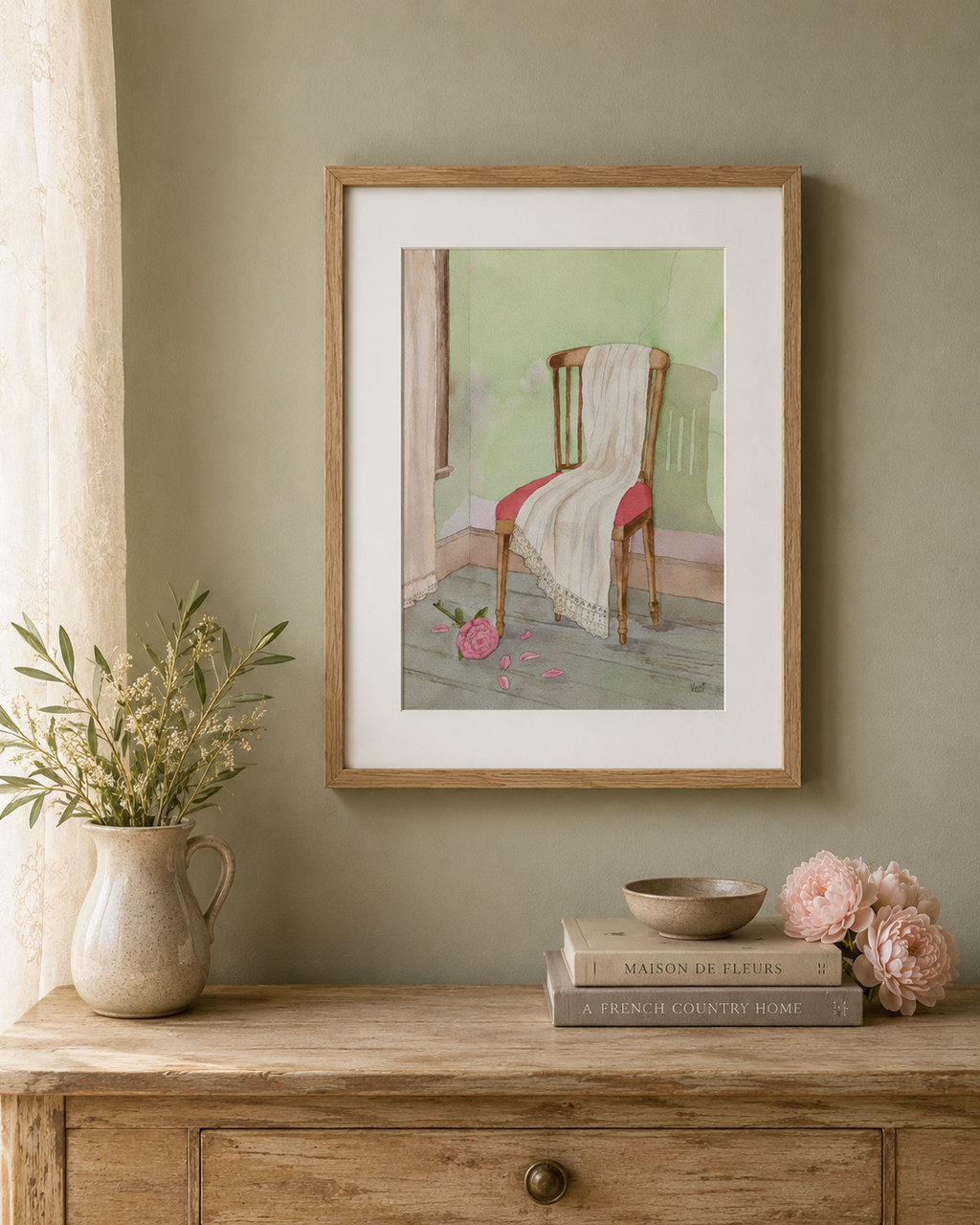 Original Watercolor Art "Le Fauteuil Français" (The French Chair) 12x16