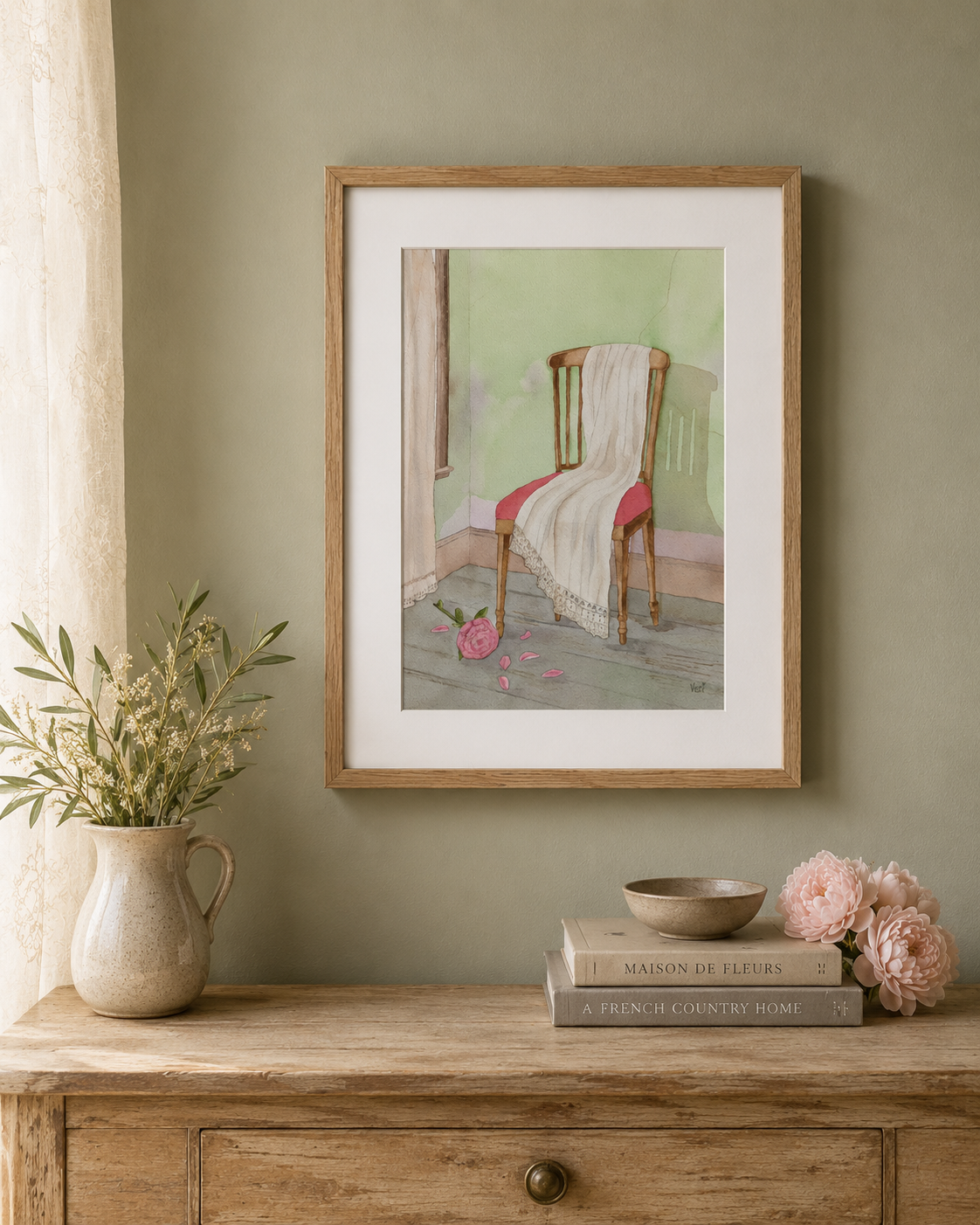 Original Watercolor Art "Le Fauteuil Français" (The French Chair) 12x16