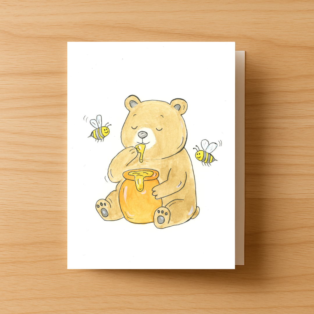 Bear Eating Honey Greeting Card
