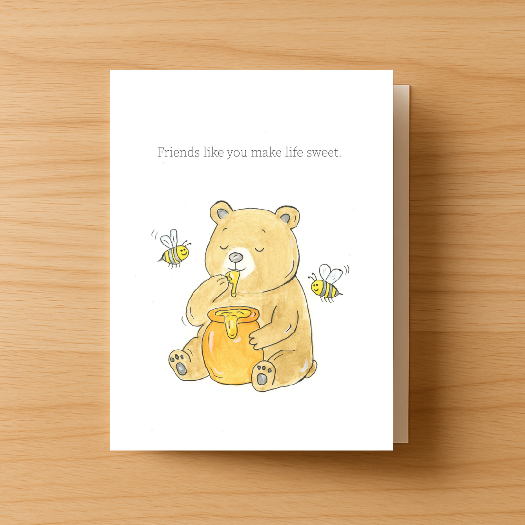 Bear Eating Honey Greeting Card