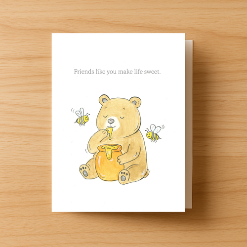 Bear Eating Honey Greeting Card